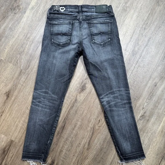 Lucky Brand Sienna Slim Boyfriend Dar Gray Distressed Jeans - Size 0 - Picture 2 of 15